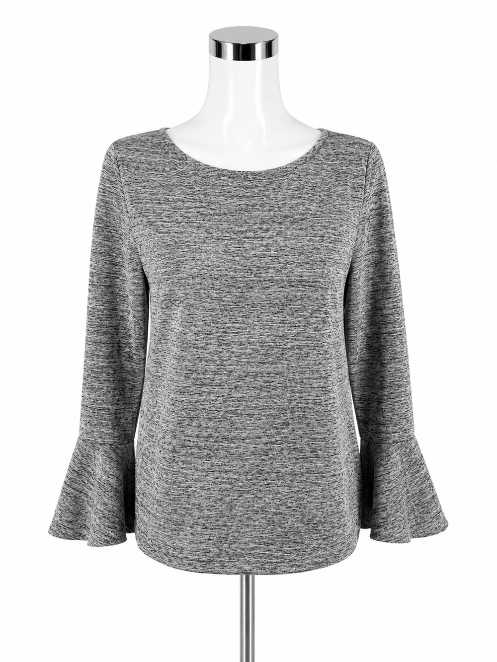 LOFT Heathered Gray Bell Sleeve Boat Neck Top Size Small